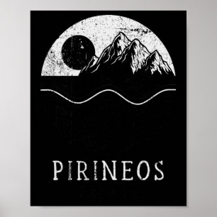Affiche Pyrénées Montagnes Vintage Randonnée Camping Espag