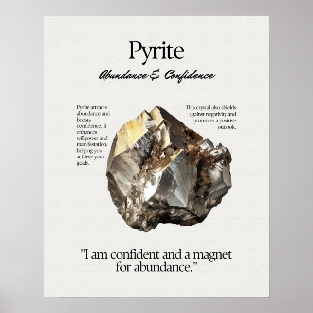 Affiche Pyrite Gem Crystal Signification Carte (Devant)