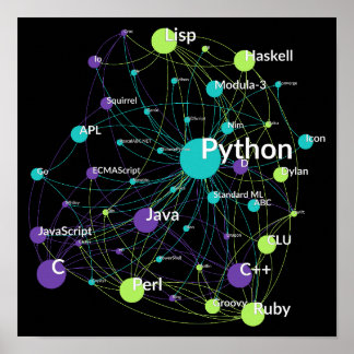 Affiche Python Programmation Language Influence Network