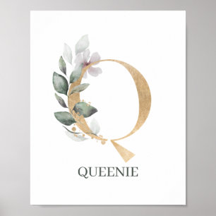Affiche Q Monogramme Floral Personnalisé