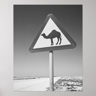 Affiche Qatar, Al Zubarah. Panneau de signalisation de pas