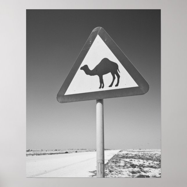 Affiche Qatar, Al Zubarah. Panneau de signalisation de pas (Devant)