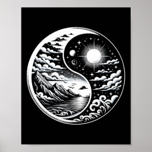 Affiche Qigong Yin Yang Arts martiaux Tai Chi Yoga Méditat
