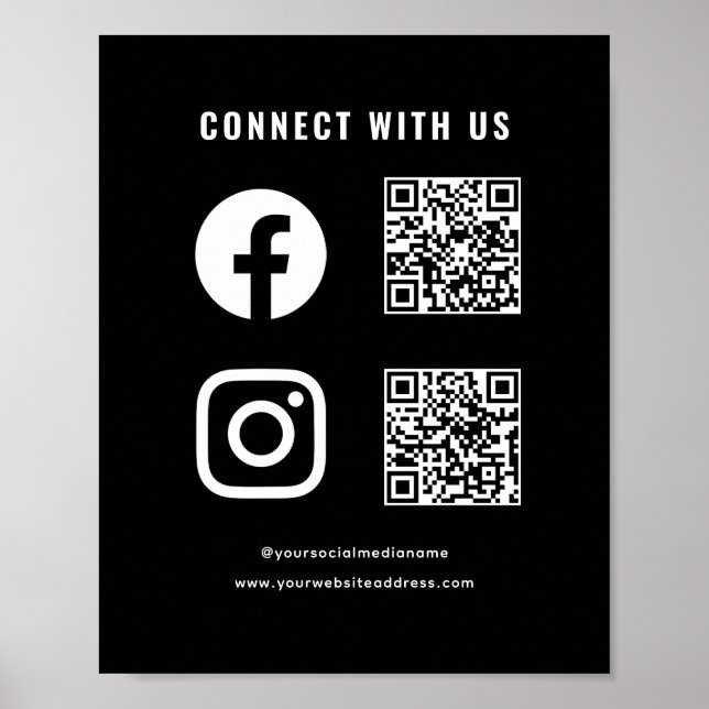 Affiche QR Code Médias Sociaux Suivez Scannez Connectez-vo (Devant)