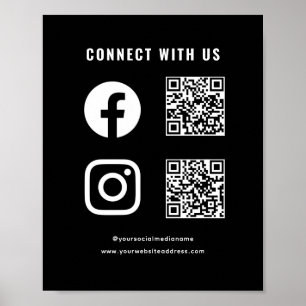 Affiche QR Code Social Media Suivre Scan Se Connecter Se C