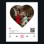 Affiche QR Code Toute Chanson Personnalisée Couple Anniver<br><div class="desc">Design moderne et élégant imprimé Unique QR Code Any Song Custom Couple Anniversary Coeur Photo Poster qui peut être customisé avec votre texte. Cliquez sur le bouton "Customiser" et utilisez notre outil de conception pour modifier ce modèle. Si vous souhaitez modifier l'emplacement du repère temporel, utilisez la barre d'espace pour...</div>
