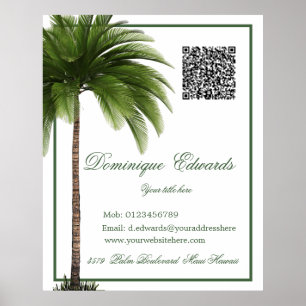 Affiche QR Code Vintage Palm Tree Tropical Elegant