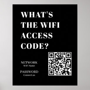 Affiche QR WiFi noir personnalisé Affichage du mot de pa