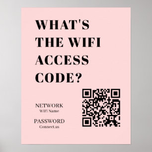 Affiche QR WiFi Rose personnalisé   Mot de passe personnal