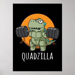 Affiche Quadzilla - Drôle Gym Workout Cartoon, Squat