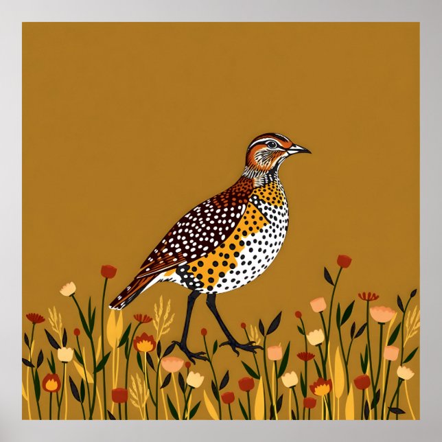 Affiche Quail Brown localisée Abstraite (Devant)