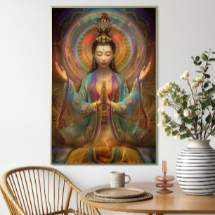 Affiche Quan Yin Art de la Déesse Psychédélique Colorée