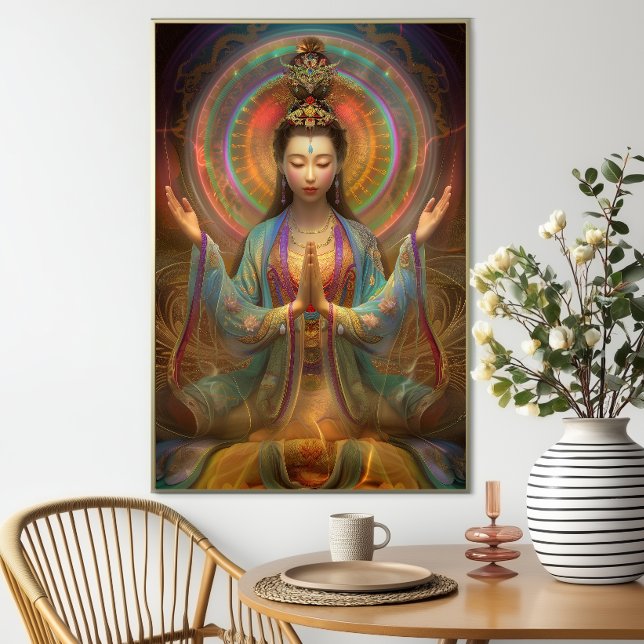 Affiche Quan Yin Coloré Psychédélique Déesse Art (Créateur téléchargé)