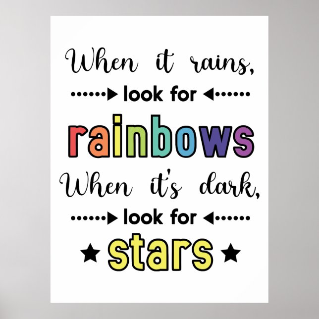 Affiche Quand il pleut, cherchez Rainbows. Devis (Devant)