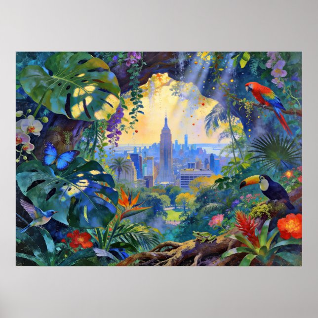 Affiche Quand la faune observe Manhattan – Un paysage urba (Devant)