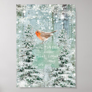 Affiche quand les robins apparaissent Noël signe d'hiver