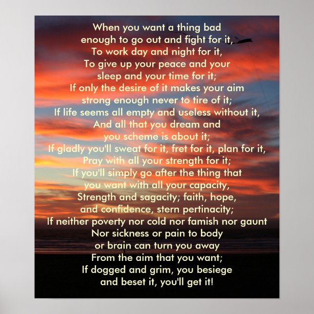 Affiche Quand tu veux une chose assez mauvaise (Devant)