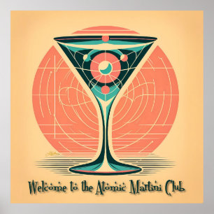 Affiche Quantum Entanglement Atomic Martini Club Cocktail