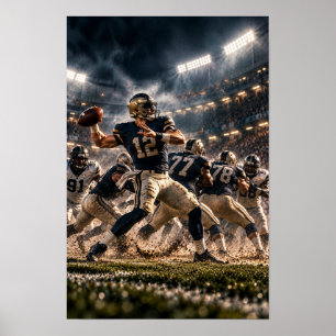 Affiche Quarterback de football américain – Action de stad