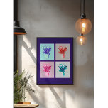 Affiche Quartet floral pop art : Tulipes vibrantes dans un<br><div class="desc">Ces imprimés floraux pop art audacieux et lumineux sont une célébration de la couleur et du design. Les compositions simples mais frappantes en font un complément polyvalent à toute décoration. Que vous cherchiez à créer un point focal ou à ajouter une touche de fantaisie à votre espace, ces impressions seront...</div>