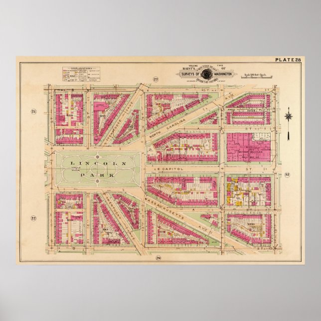 Affiche Quartier de Capitol Hill à DC. (Baist) 1919 BigMap (Devant)