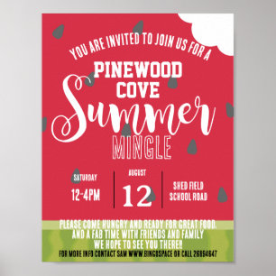 Affiche quartier de watermelon summer mingle party