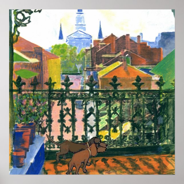 Affiche Quartier français Balcon Dachshund 2 (Devant)