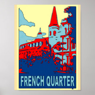 Affiche Quartier français en bleu