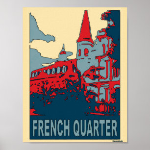Affiche Quartier français en bleu