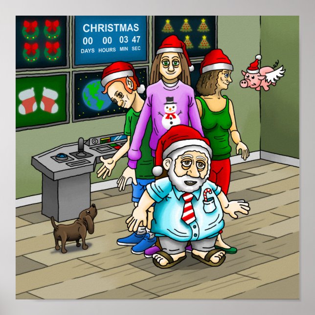 Affiche Quartier général du Père Noël la veille de Noël (Devant)