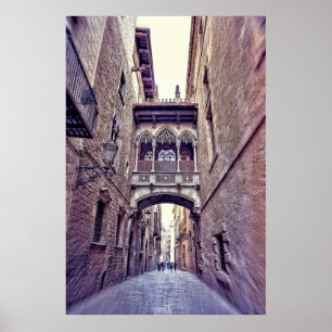 Affiche Quartier gothique à Barcelone, Espagne