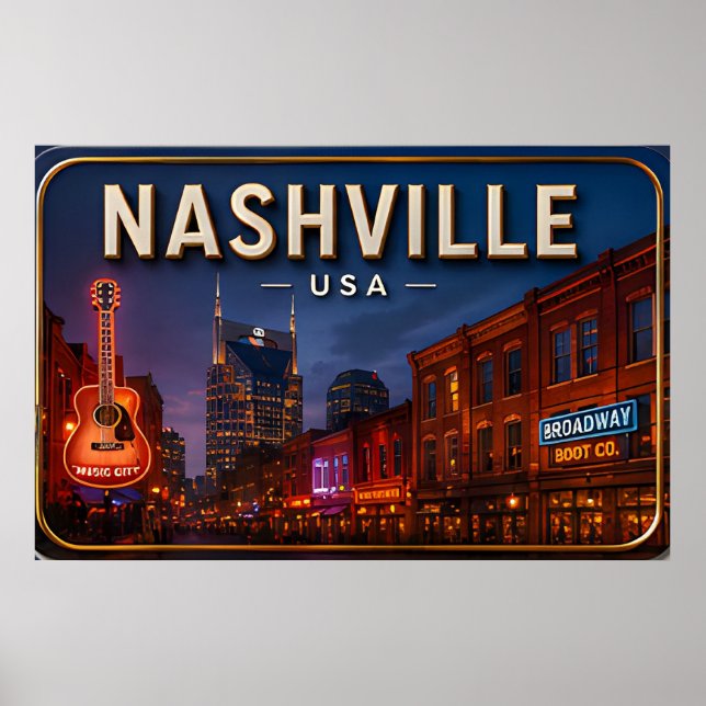 Affiche Quartier musical de Broadway à Nashville (Devant)