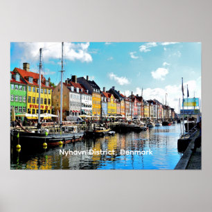 Affiche Quartier Nyhavn, Danemark,