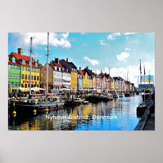 Affiche Quartier Nyhavn, Danemark, (Devant)