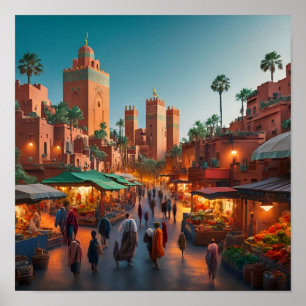 Affiche Quartiers enchanteurs de Marrakech, Maroc