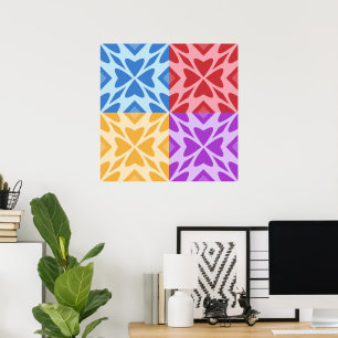 Affiche Quatre Coeurs lumineux et colorés
