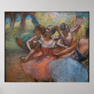Affiche Quatre danseurs de ballet sur scène par degrés