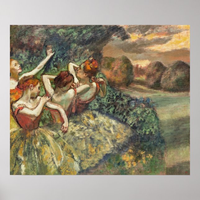 Affiche Quatre Danseuses de Ballet d'Edgar Degas Vintage (Devant)