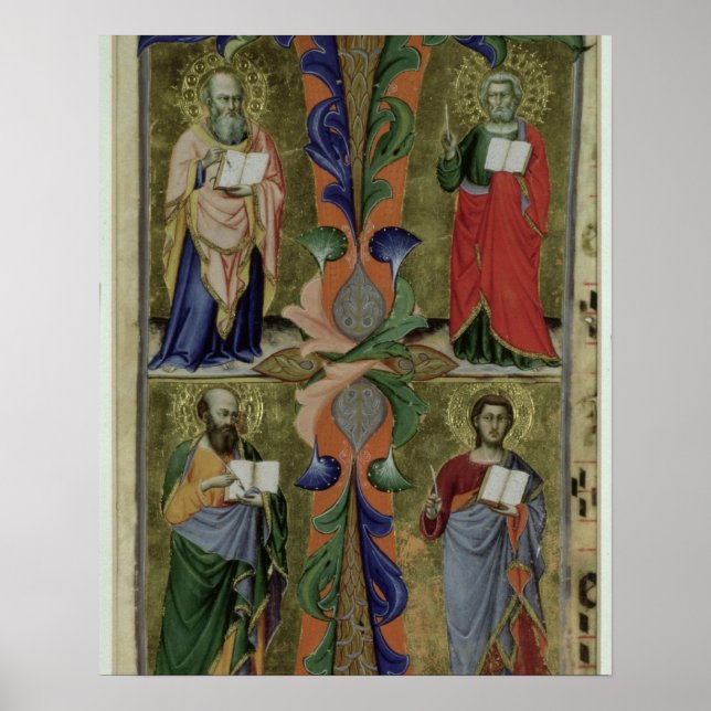 Affiche Quatre évangélistes, 14ème siècle (vellum) (Devant)