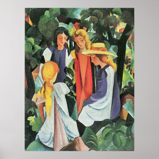 Affiche Quatre filles par August Macke (Devant)