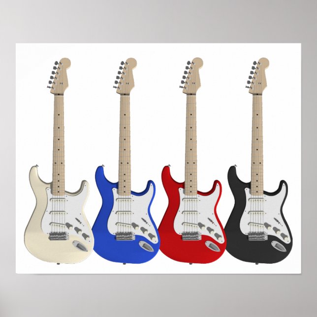 Affiche Quatre, guitares électriques (Devant)