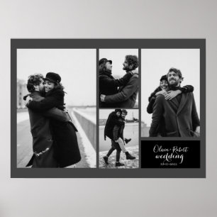 Affiche Quatre photos Mariage de typographie noir et blanc