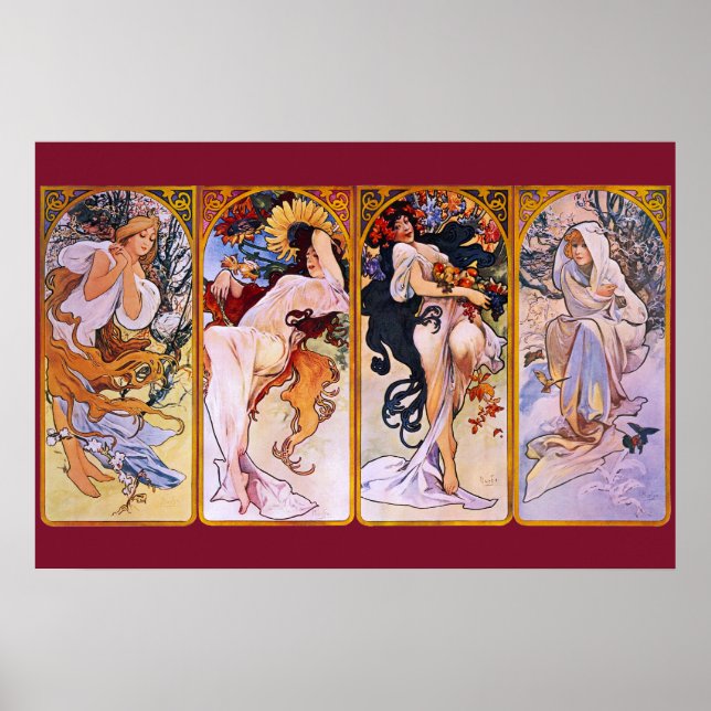 Affiche Quatre saisons Alfons Mucha (Devant)
