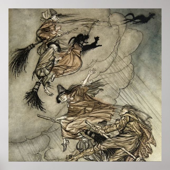 Affiche Quatre sorcières "En haut de la cheminée" par Arth (Devant)