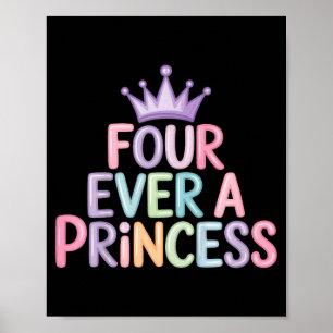 Affiche Quatre une princesse 4ème anniversaire filles 4 an
