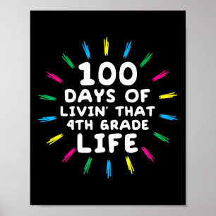 Affiche Quatrième année 4e année 100 jours d'école