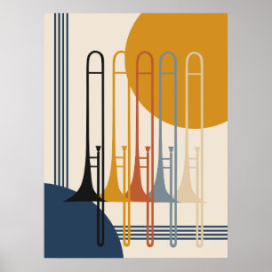 Affiche Quatuor de trombones minimaliste Moderne du mili