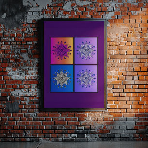 Affiche Quatuor Mysical Mandala : coucher du soleil à minu