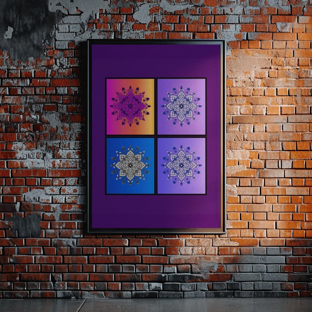 Affiche Quatuor Mysical Mandala : coucher du soleil à minu (Créateur téléchargé)