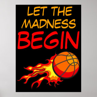 Affiche Que la folie commence, ballon de basket en flammes